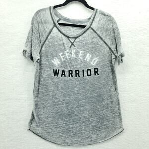 Grayson Threads Women's Gray Burnout Workout Weekend Warrior Graphic T Shirt L